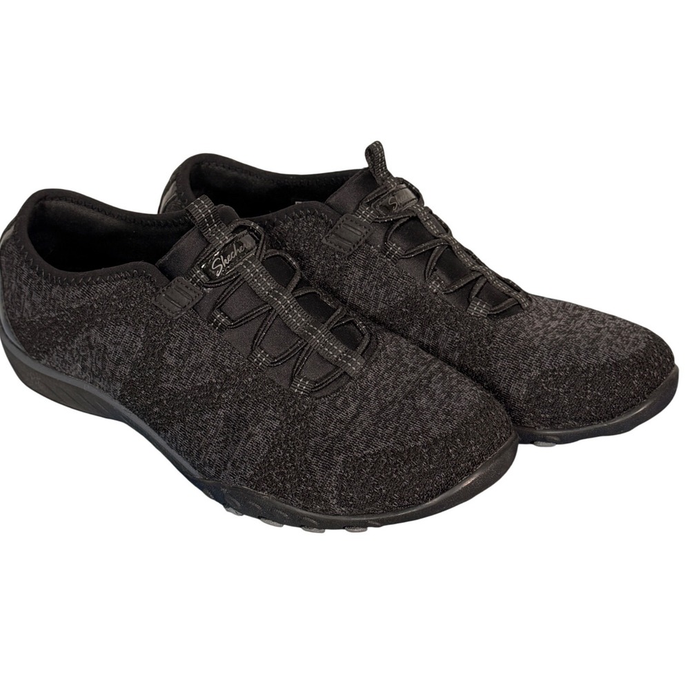 Skechers Empire DLux Spotted Black Bungee Slip On Shoes 23855NA Womens 7.5